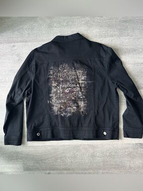 Vintage Cactus Made in USA Black Jean Jacket Whimsigoth / Grunge / Y2K